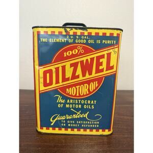 Vintage OILZWEL MOTOR OIL 2 Gallon Empty Can